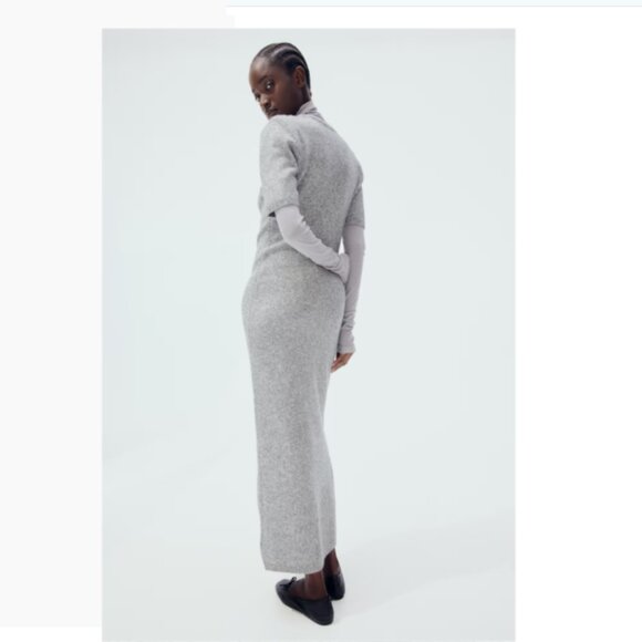 H&M light gray melange sweater dress L - Picture 6 of 7